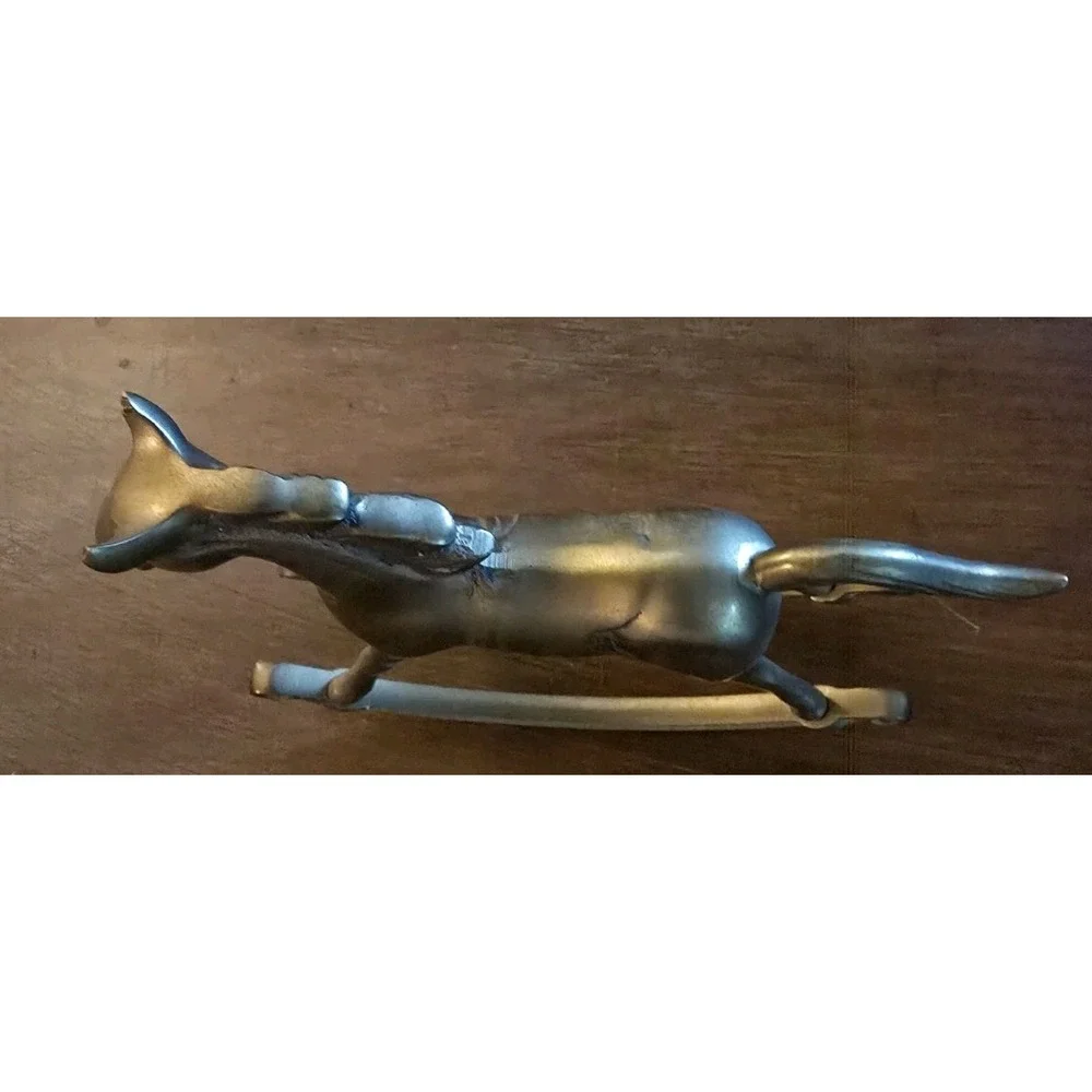 Vintage Solid Brass Rocking Horse Figurine Sweet Heirloom for Nursery or Shelf